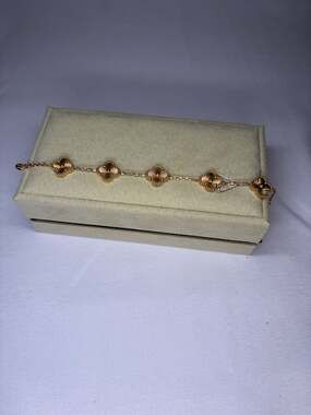 Elegant 18K Gold Plated Clover Bracelet with Guilloche Finish